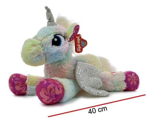 Peluche Unicornio Jaspeado Echado Mueve Alas 7959 Edu
