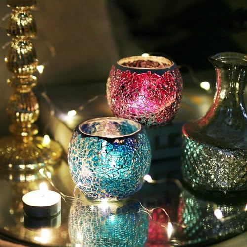 Portavelas Votivas De Cristal Para Centro De Mesa, (sin Vela