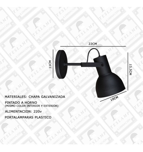 Pack X2 Lampara Aplique Spot En Chapa Apto Led