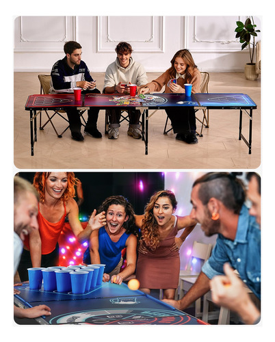 Mesa Para Beer Pong Mesa De Juegos De Beber 8 Pies Plegable