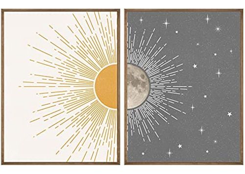 Sun Moon Boho Wall Decor, 2 Juegos De Carteles Celestiales D