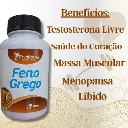 Feno Grego 500mg Cápsulas Sem Sabor Kit 3 + Frete Grátis