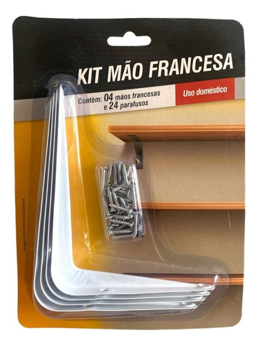 Kit Cantoneira Suporte Prateleira Armário Mão Francesa Metal Cor Branco