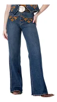 Comprar Calça Jeans Bordada Wide Leg Zenz Tendência Moda Country