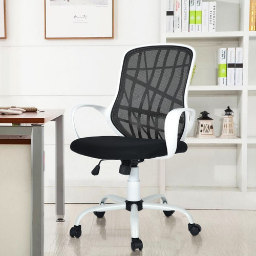 Silla De Oficina En Malla Desert Negra Y Blanca