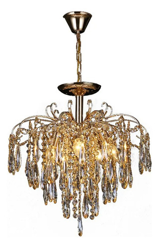 Lustre Pendente Gotas Sindora Dcd00422 50cm Cristal E14x5 Cor Dourado