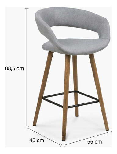 Taburete Medio 66 Tapiz Grace Gris