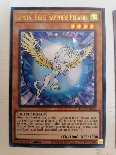 Yugioh! Crystal Beast Sapphire Pegasus Blcr-en053 1st Editio