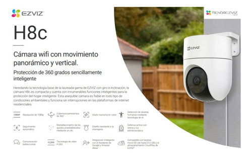 Imagen 2 de 10 de Combo X3 Ezviz H8c 360 1080p Exterior Wifi + 3 Memoria 128gb
