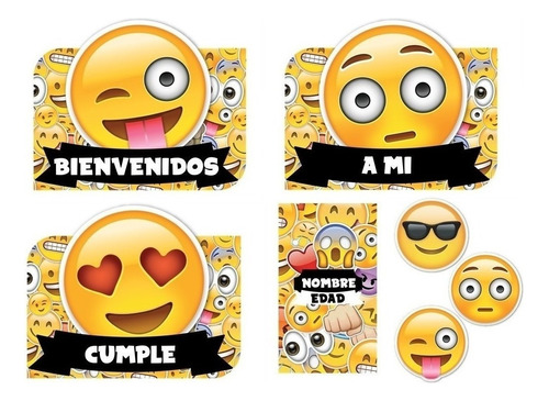 Kit Imprimible Emojis Emoticones Textos Editables Candy Bar
