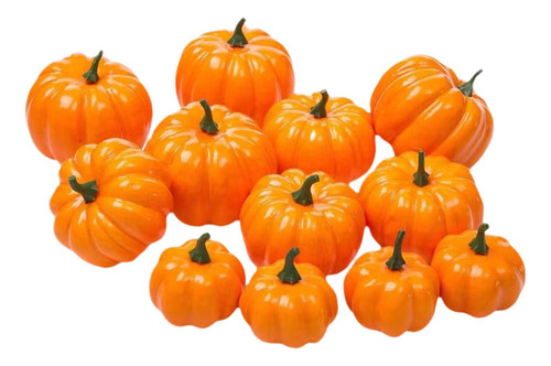 Nuevo 12 Calabazas Artificiales De Espuma Naranja