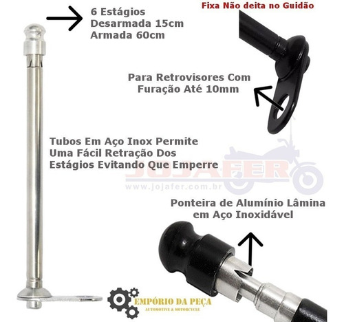 Antena Moto Cg 125/150/160 Titan Fan Cargo Corta Linha Pipa