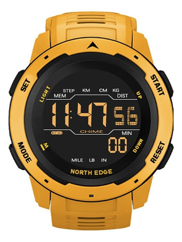 Reloj Deportivo Impermeable Digital North Edge Para Hombre Color De La Correa Amarillo