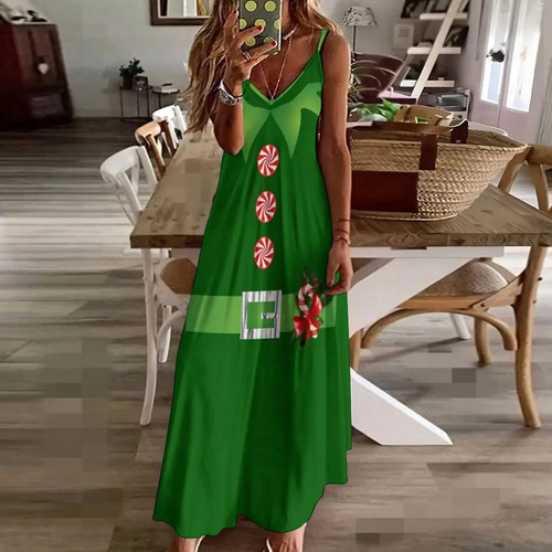 Disfraz De Elfo Verde For Feliz Navidad, De Papá Noel, Elfo