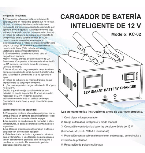 Cargador De Batería Automático Inteligente De 12 V/7 A
