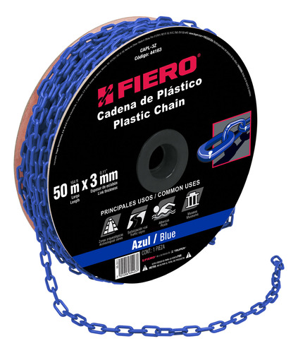 Cadena De Plástico De 3mm Azul Fiero