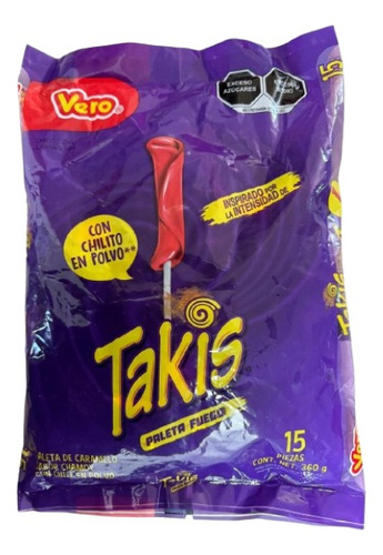 Paleta Takis Fuego Bolsa De 15 Pzas 360 Gr