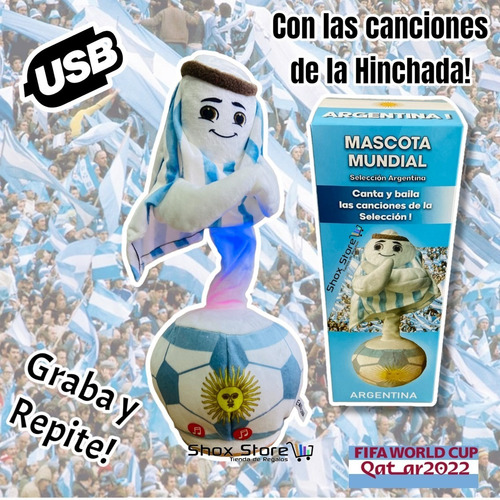 Muñeco Argentina Bailarin Luz Graba Mundial Cactus Original