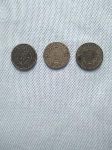 Set De 3 Monedas De 5 Centavos De 1936