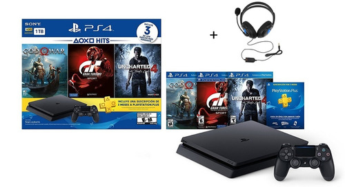 Ps4 1 Tb + 3 Juegos + 3 Meses Plus + Audífonos - Phone Store