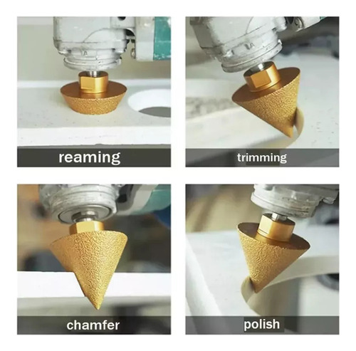 2 Broca Cônica Chanfro Diamante Esmerilhadeira Porcelanato