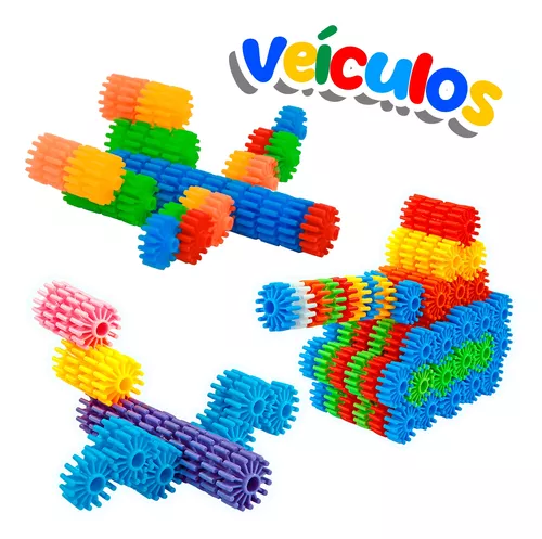 Jogo de Montar Plakt com 84 peças Blocos Brinquedo Educativo