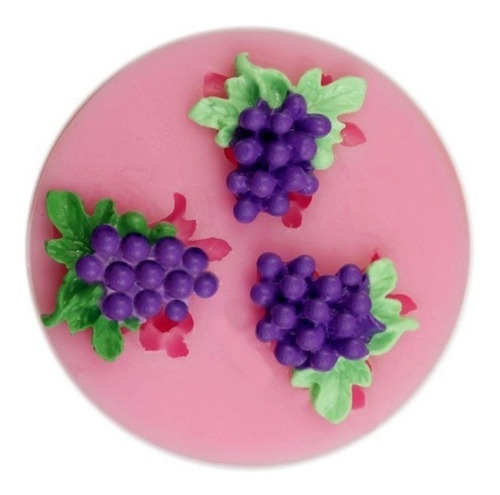 * Molde Silicon 3 Racimos De Uvas Fondant Pasta Resina Jabon