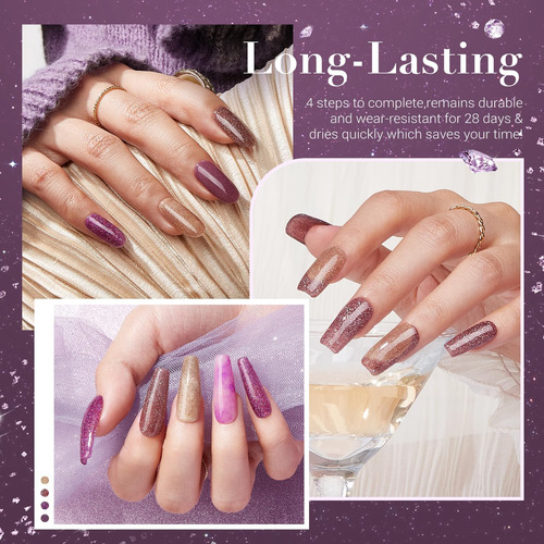 Kit De Uñas De Polvo De Inmersión Azurebeauty, 4 Colores De