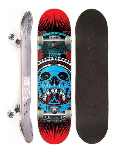 Skate Montado Completo Reality Semi Profissional Skull Blue