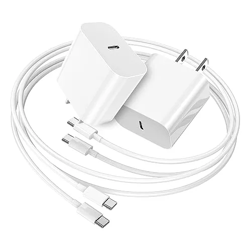 Bloque de carga para iPhone 15, enchufe de carga rápida USB C de 20 W/cable  tipo C a C de 6 pies largo para Apple iPhone 15 Plus/15 Pro Max, iPad Pro