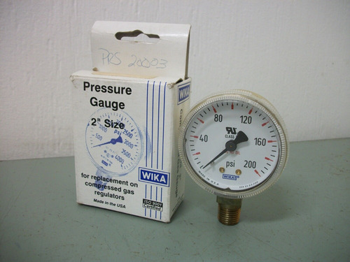 Wika 2  Pneumatic Pressure Gauge 8611041 1/4  Npt 0-200p Ddl