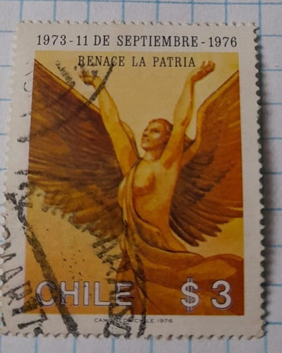 Sello Postal - Chile - Aniversario Del Nuevo Regimen