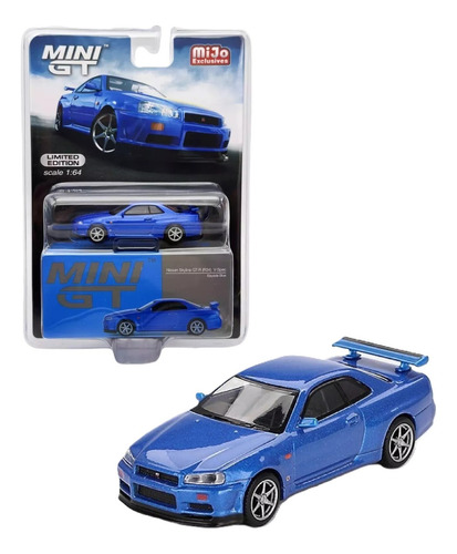 Mini GT Nissan Skyline GT-r R34 V-spec Bayside Blue #759 M.e Cor azul