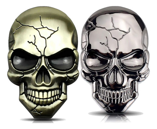 2 Pack Pegatina Calcomanía 3d Calavera Metal Moto Carro