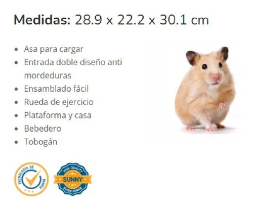 Jaula Para Hámster 1 Piso Con Rueda De Ejercicio Y Casa Café