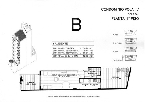Monoambiente Semi Piso