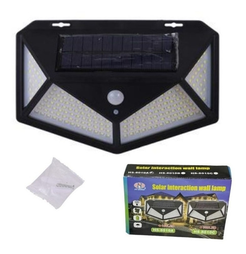 Lampara Solar De Pared Luz Blanca Con Sensor 180 Led Hs8010a