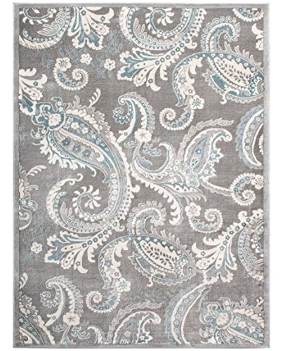 Alfombras Mayberry Int7416 Paisley Gris Zona De Transicion A