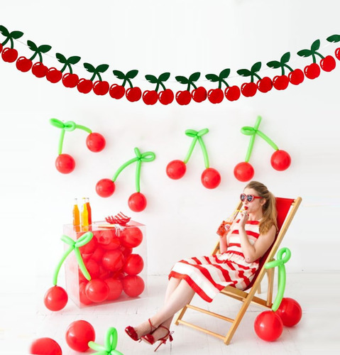 Corona De Frutas De Cerezo | Cartel Reutilizable De Cinta Pa