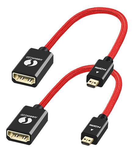 Adaptador Micro Hdmi A Hdmi, Paquete De 2, Annnwzzd Hdmi Hem