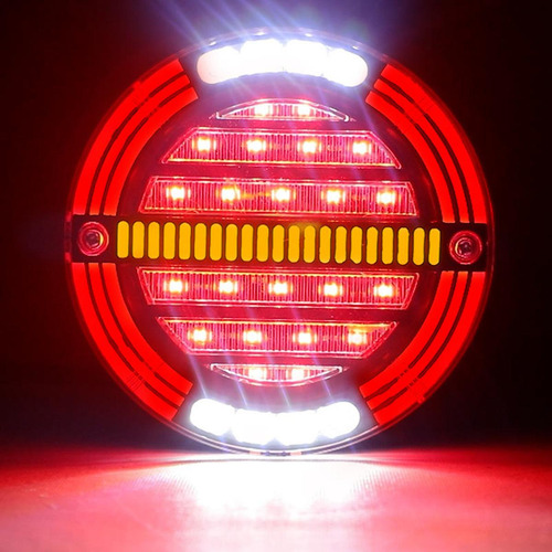 Luz Trasera Led Redonda Con Freno Y Giro Para Camión 2pzs