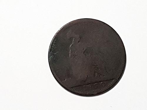 Moneda 1870 One Penny Penique Reino Unido Bretaña Gastada