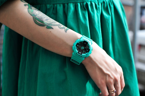 Reloj Casio Dama Baby G Ba 111 Hora Doble Cronometro Alarma Correa Verde