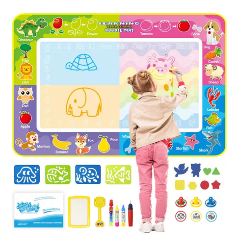 Tapete Mágico De Juego Para Pintar Con Agua + Accesorios 