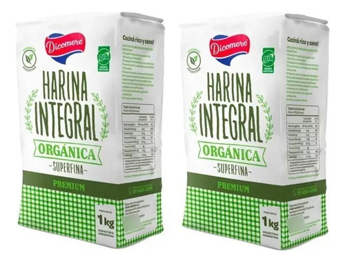 Harina Trigo Integral Organica Superfina Dicomere 1kg X 2u