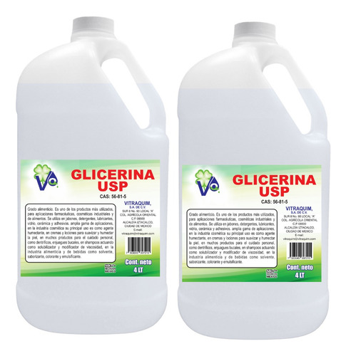 Glicerina Usp Grado Alimenticio Vitraquim 8 L