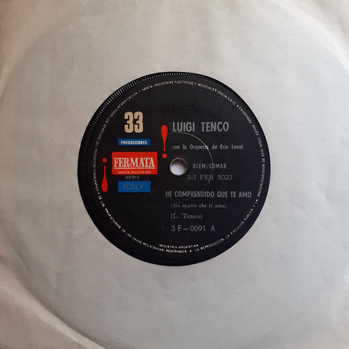 Vinilo Simple - Luigi Tenco (he Comprendido Que Te Amo) (Usado)