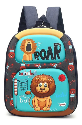 Mochila León Escolar Bolso Infantil Escuela Unisex Lionshop