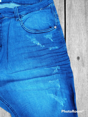 Bermuda Jean Hombre Elastizada No Name Blue Grind Gastada