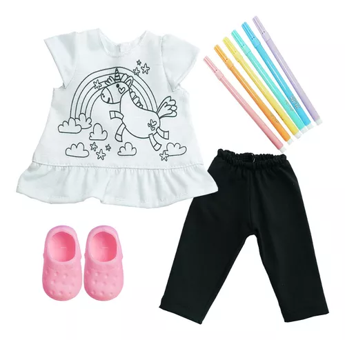 Kit Roupa Boneca American Girl - Colorir Unicórnio